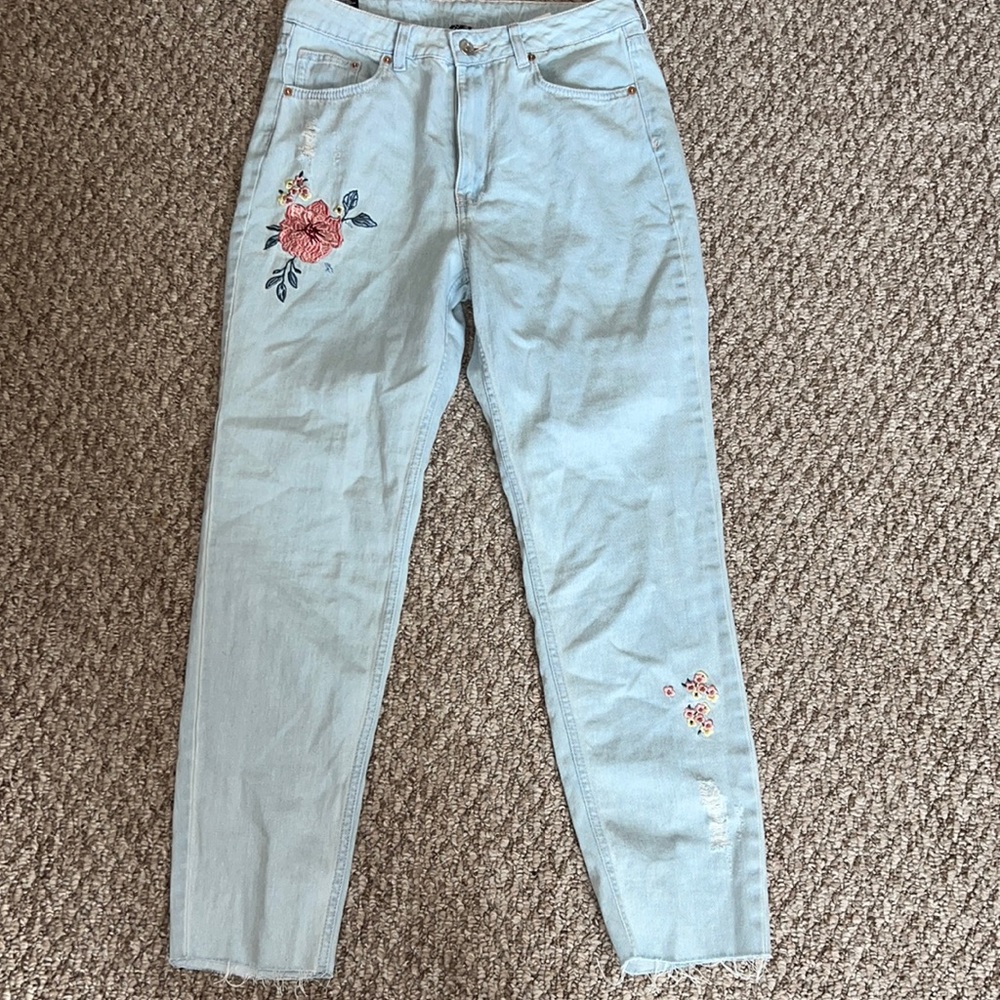 H&M Floral embroidered jeans